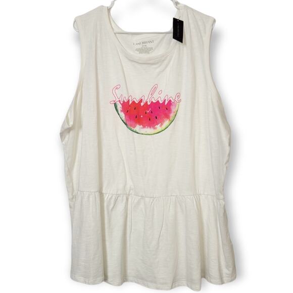 NWT Lane Bryant Sunshine Watermelon Peplum Tank Top 26/28 (4X/5X) - Picture 1 of 5